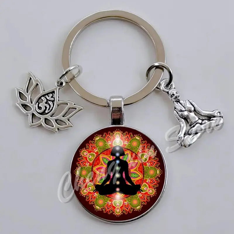 7 Chakra Keychain Natural Stone Healing Crystals Energy Balance Accessory | Buddhive
