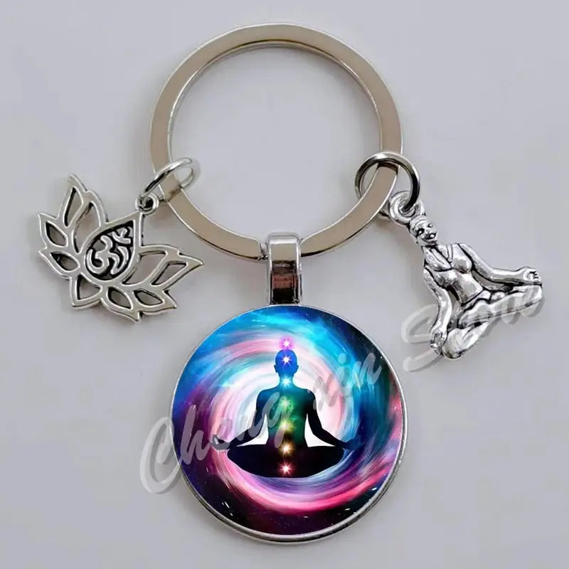 7 Chakra Keychain Natural Stone Healing Crystals Energy Balance Accessory | Buddhive