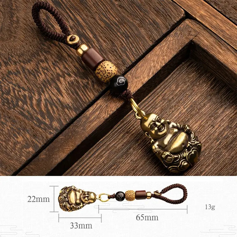 Laughing Buddha Keychain Metal Handcrafted Good Luck Charm | Buddhive