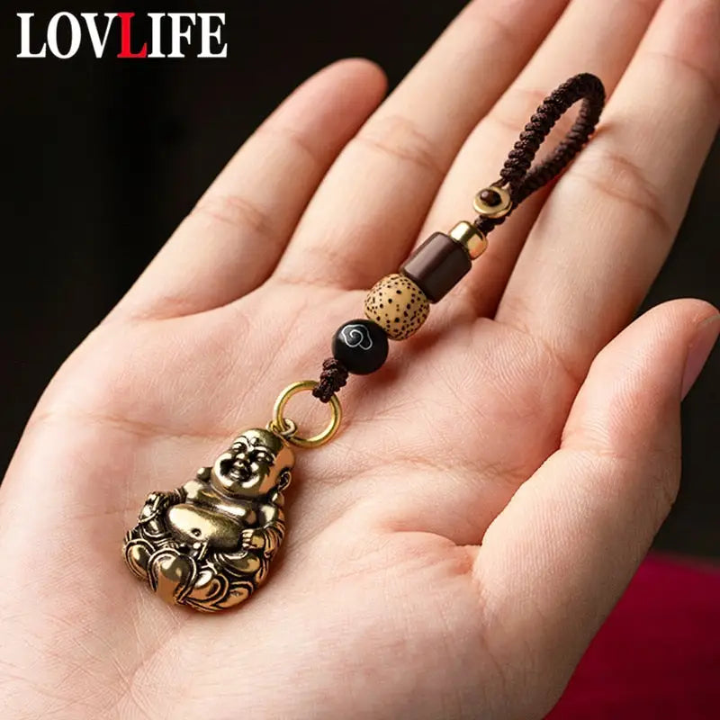 Laughing Buddha Keychain Metal Handcrafted Good Luck Charm | Buddhive