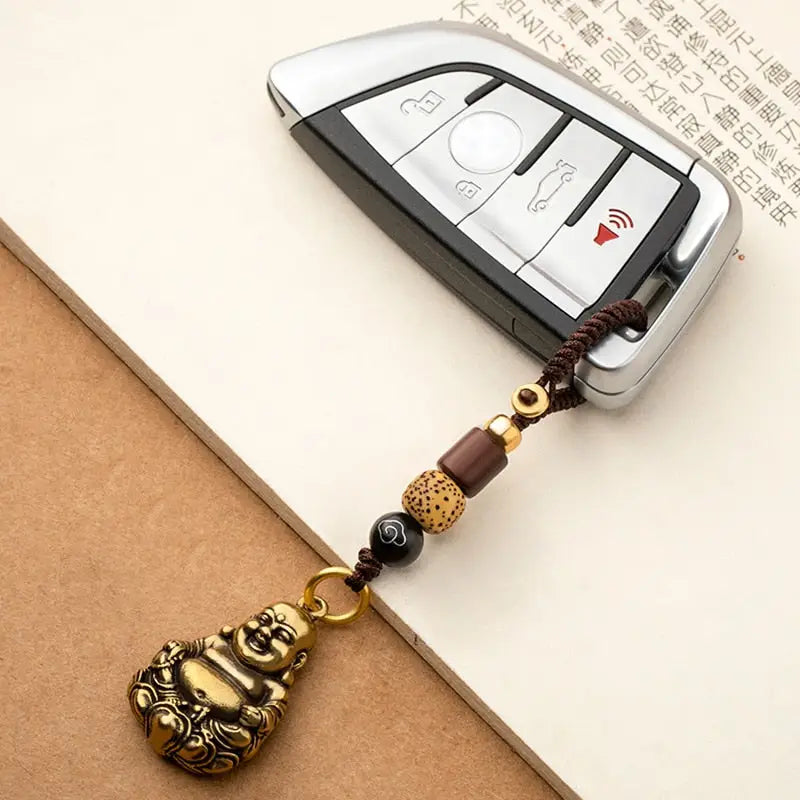 Laughing Buddha Keychain Metal Handcrafted Good Luck Charm | Buddhive