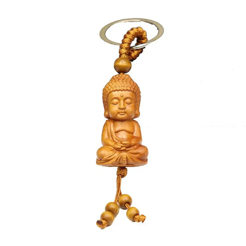 Buddha Keychain Wooden Small Buddhist Charm | Handcrafted Spiritual Accessory | Buddhive