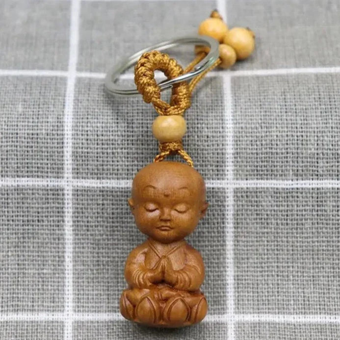 Buddha Keychain Little Monk Prayer Token - Zinc Alloy Buddhist Accessory | Buddhive