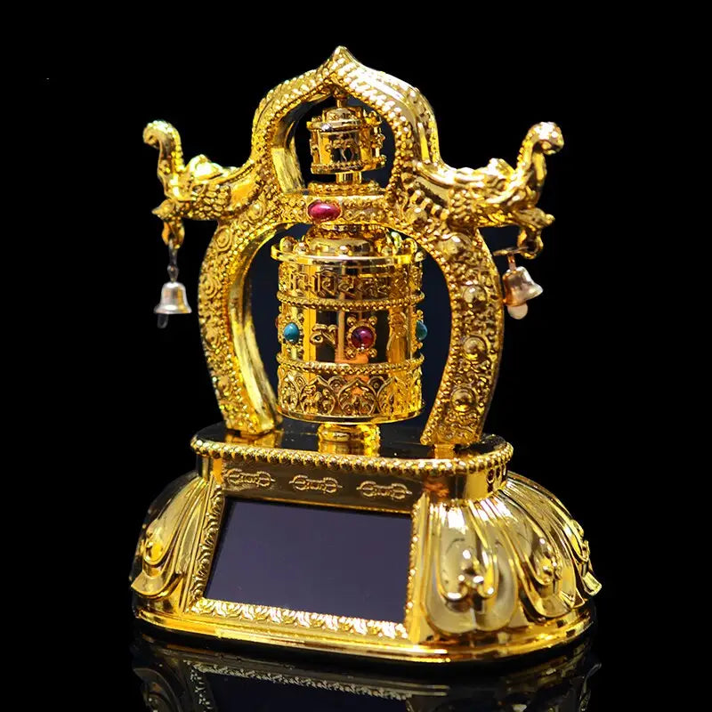 Solar Prayer Wheel Tibetan Buddhist Spinning Wheel - Eco-Friendly Desktop Decor | Buddhive
