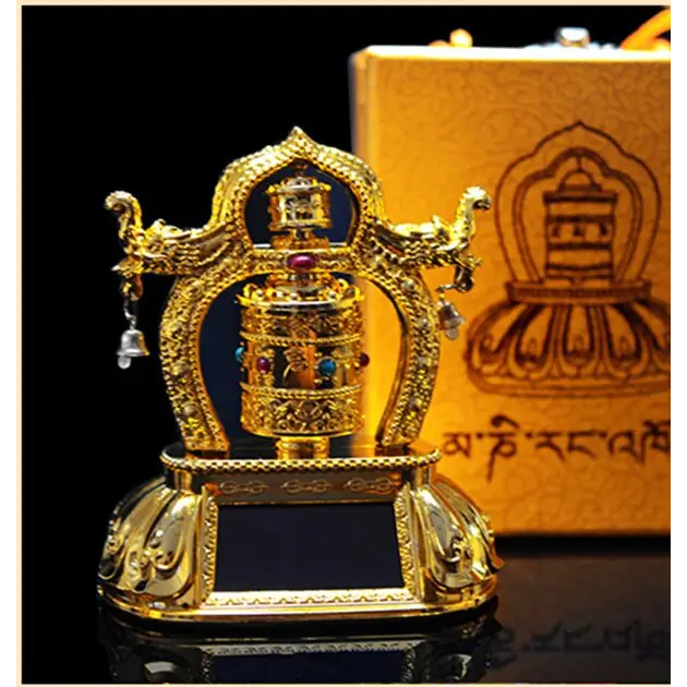 Solar Prayer Wheel Tibetan Buddhist Spinning Wheel - Eco-Friendly Desktop Decor | Buddhive