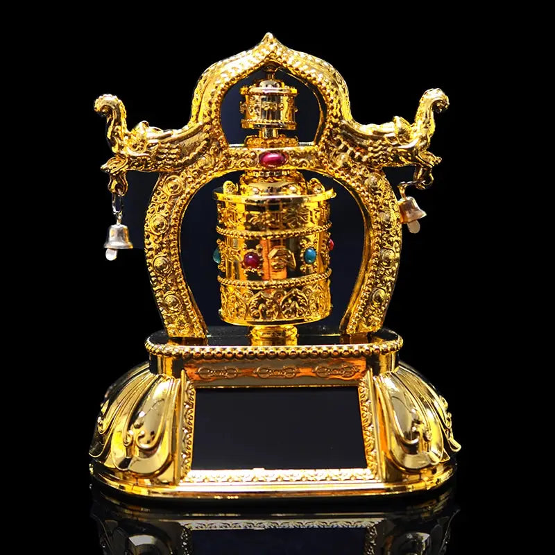 Solar Prayer Wheel Tibetan Buddhist Spinning Wheel - Eco-Friendly Desktop Decor | Buddhive