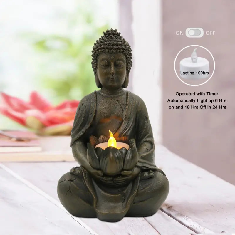 Garden Buddha Statue Outdoor Stone Finish - Serene Meditation Decor for Yard & Patio | Buddhive