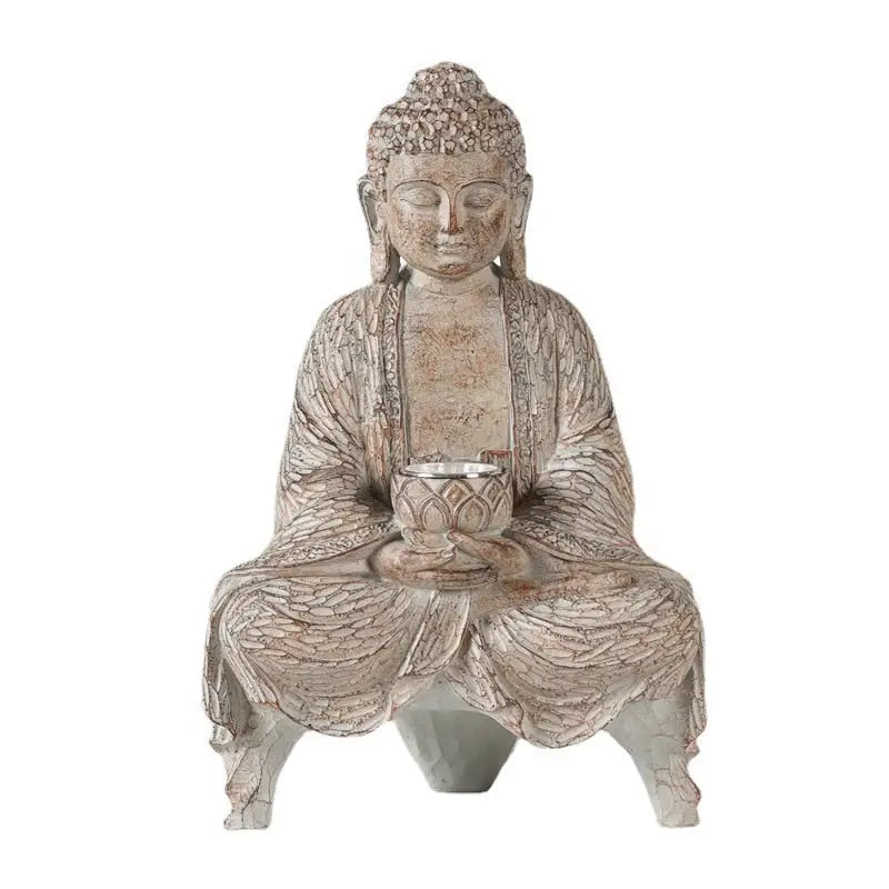 Solar Buddha Statue for Outdoor Garden - LED Light Resin 10.6" Zen Decor | Buddhive