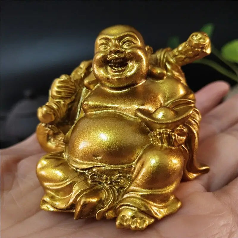 Laughing Buddha Statue Resin Hand-Painted 4.7" - Joy & Abundance Figurine | Buddhive
