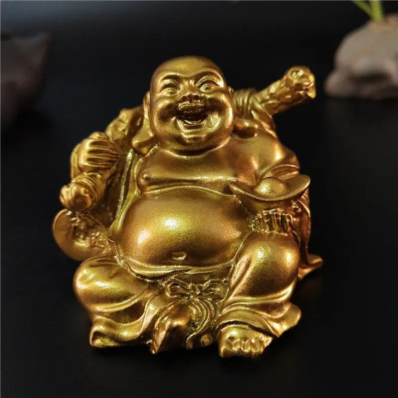 Laughing Buddha Statue Resin Hand-Painted 4.7" - Joy & Abundance Figurine | Buddhive