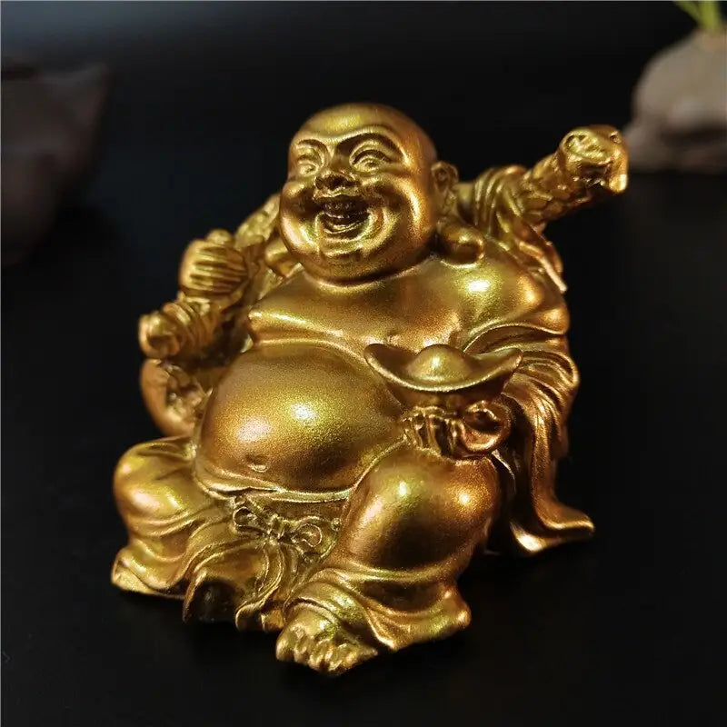 Laughing Buddha Statue Resin Hand-Painted 4.7" - Joy & Abundance Figurine | Buddhive