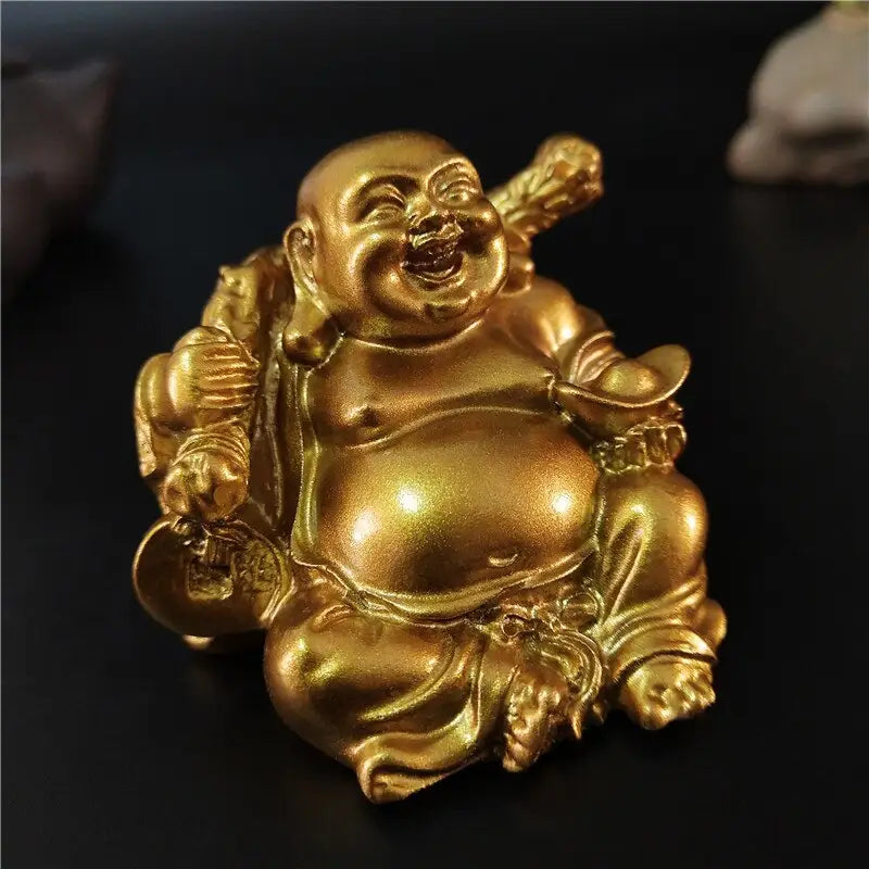 Laughing Buddha Statue Resin Hand-Painted 4.7" - Joy & Abundance Figurine | Buddhive