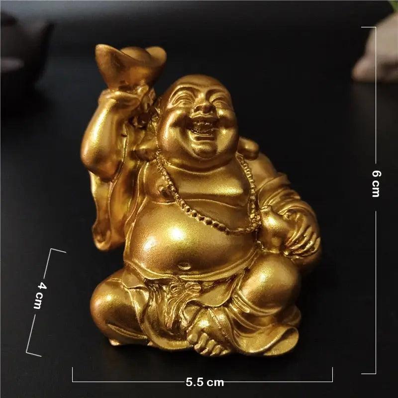 Laughing Buddha Statue Resin Hand-Painted 4.7" - Joy & Abundance Figurine | Buddhive