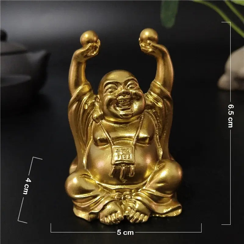 Laughing Buddha Statue Resin Hand-Painted 4.7" - Joy & Abundance Figurine | Buddhive