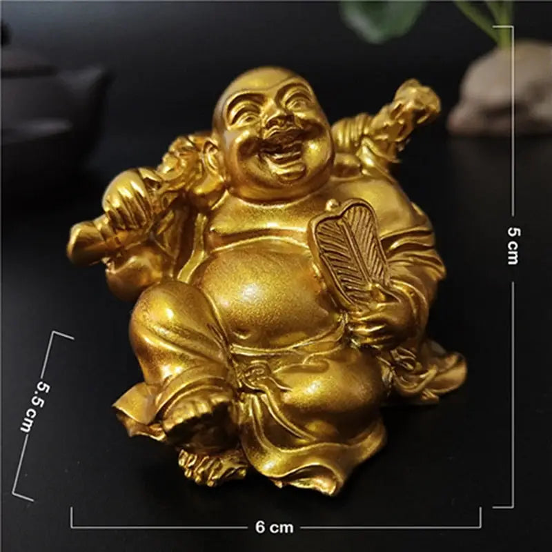 Laughing Buddha Statue Resin Hand-Painted 4.7" - Joy & Abundance Figurine | Buddhive