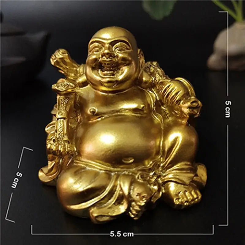 Laughing Buddha Statue Resin Hand-Painted 4.7" - Joy & Abundance Figurine | Buddhive