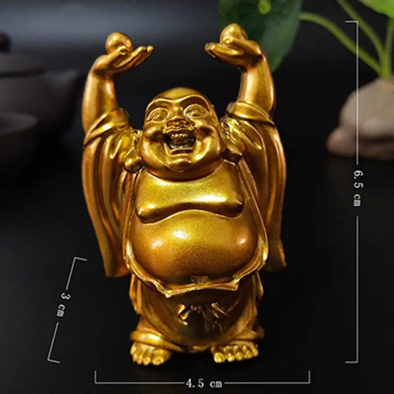Laughing Buddha Statue Resin Hand-Painted 4.7" - Joy & Abundance Figurine | Buddhive