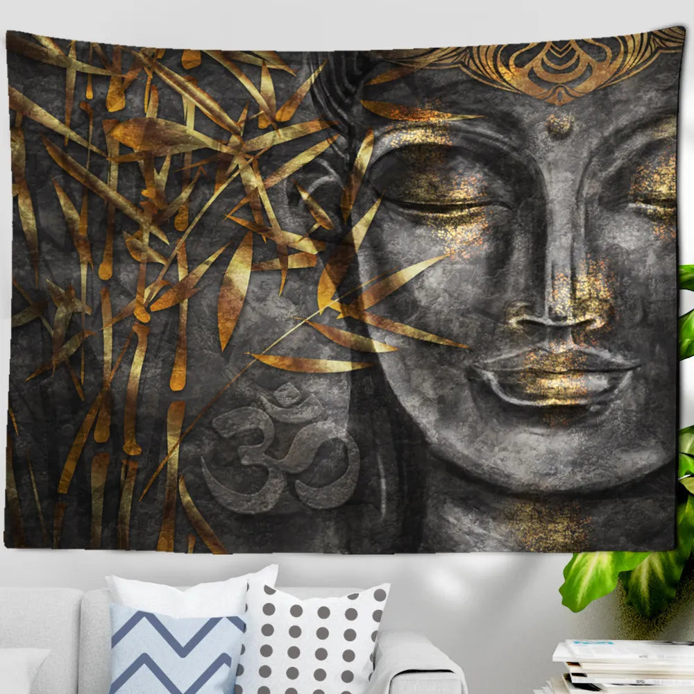 Black & white Buddha tapestry