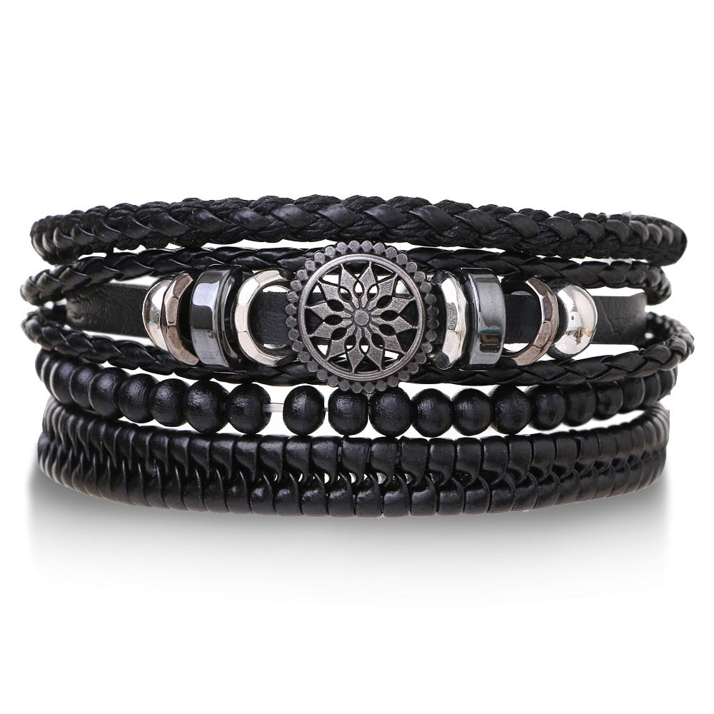 Dharmachakra Leather Bracelet