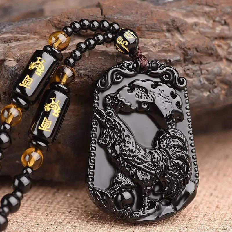 Avalokitesvara Obsidian Buddha Necklace