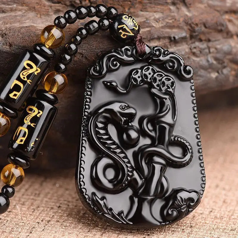 Avalokitesvara Obsidian Buddha Necklace