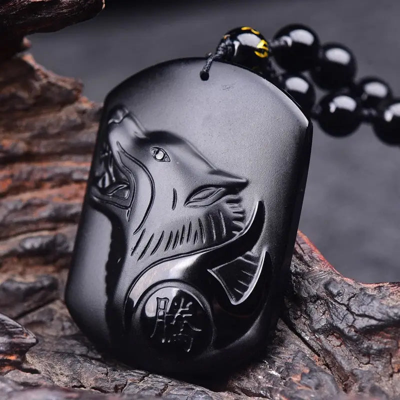 Avalokitesvara Obsidian Buddha Necklace
