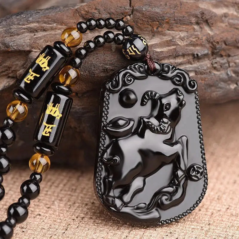 Avalokitesvara Obsidian Buddha Necklace