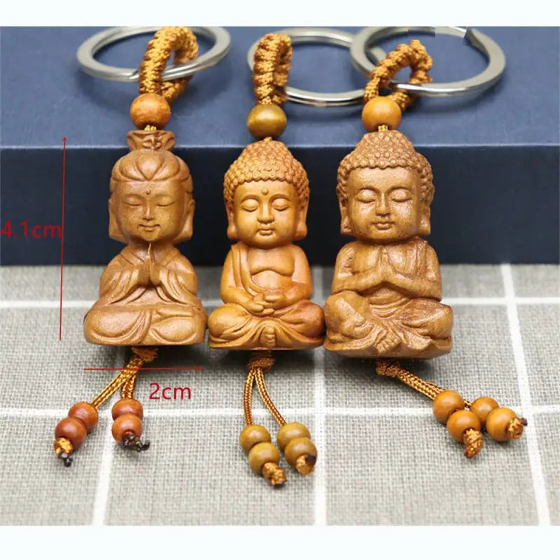 Small Wooden Buddha Keychain