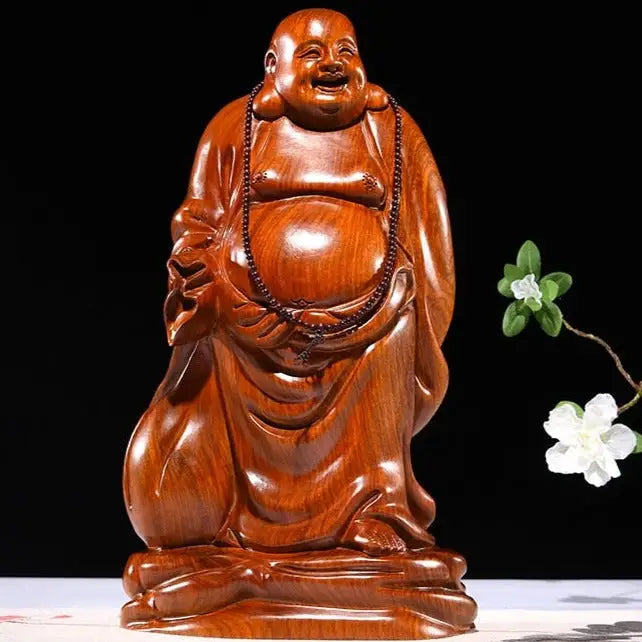 Solid Wood Maitreya Outdoor Buddha Statue