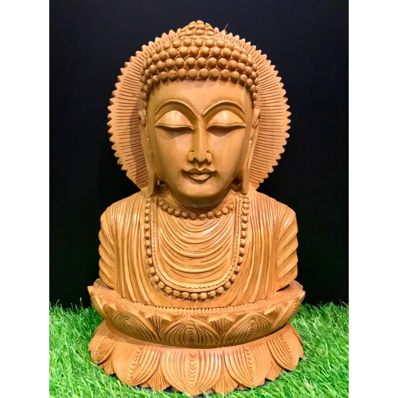 Wooden 26cm Buddha Bust Statue