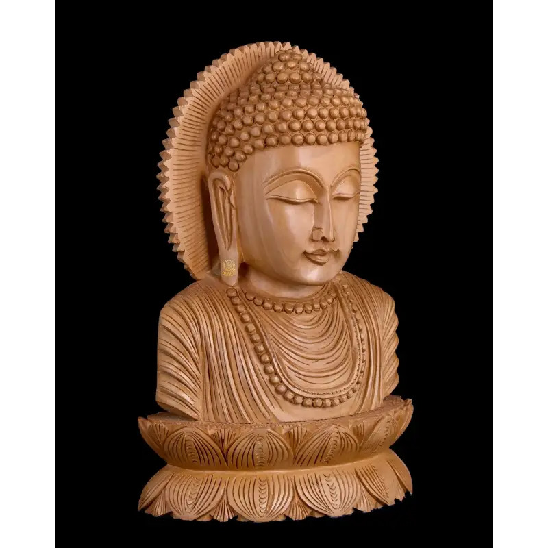 Wooden 26cm Buddha Bust Statue