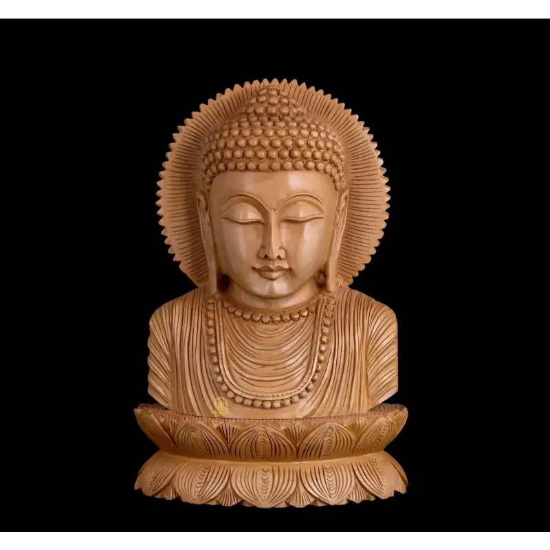Wooden 26cm Buddha Bust Statue