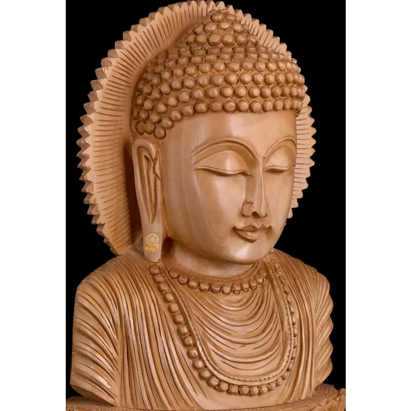 Wooden 26cm Buddha Bust Statue