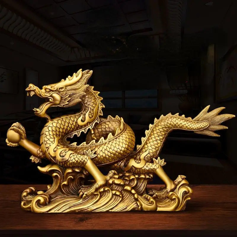 Copper Feng Shui Dragon Statue