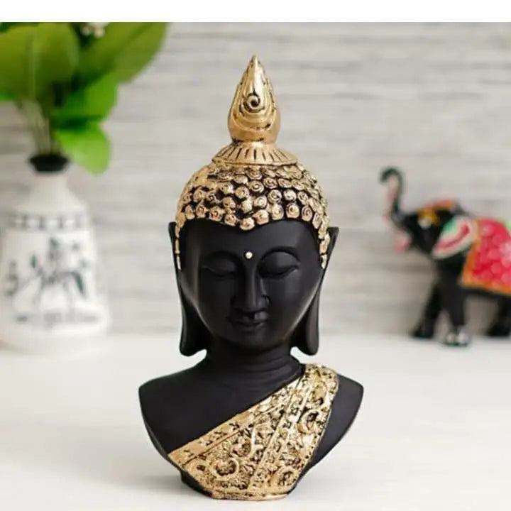 Black Buddha Head Statue