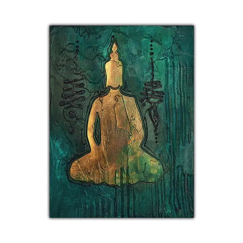 Green & Gold Buddha painting