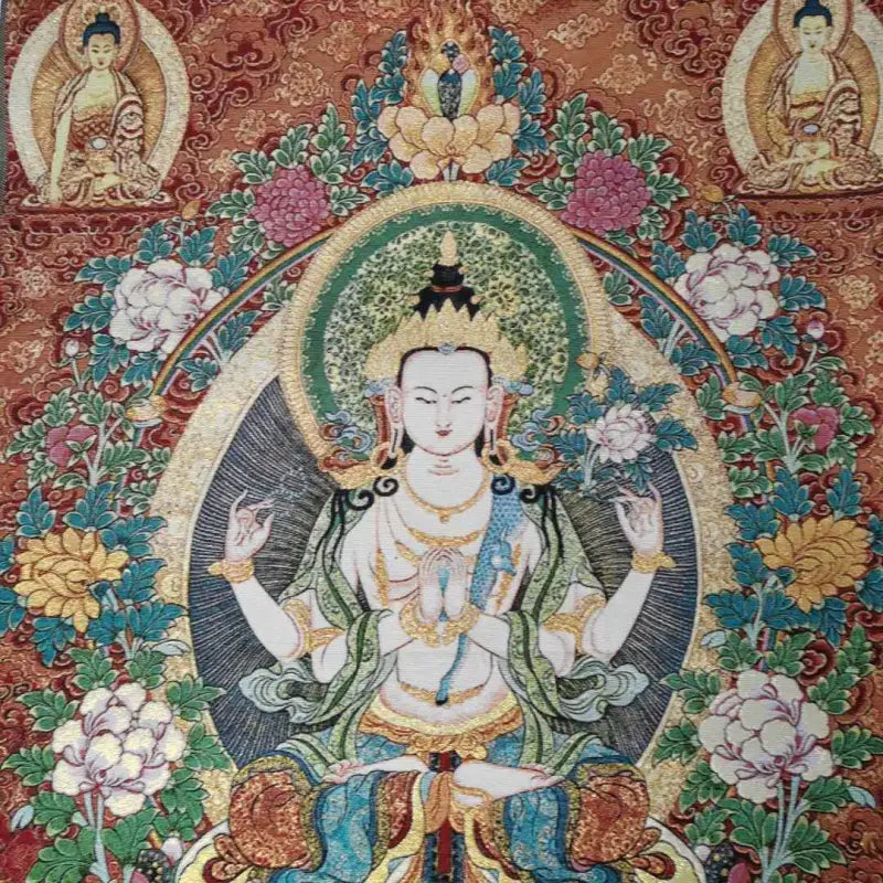Guanyin Kwan-yin" Tibetan silk thangka