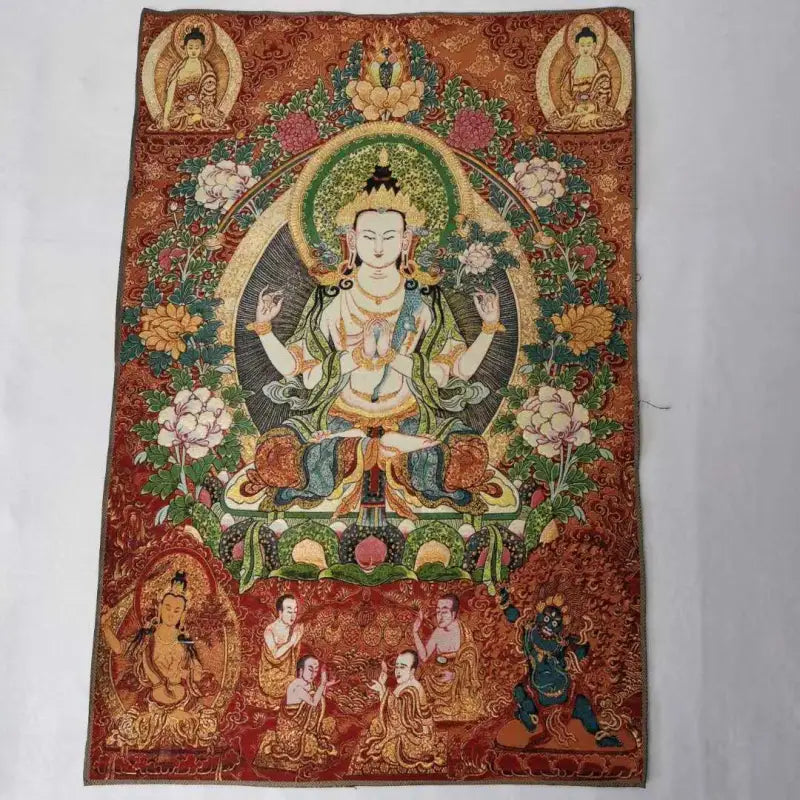Guanyin Kwan-yin" Tibetan silk thangka